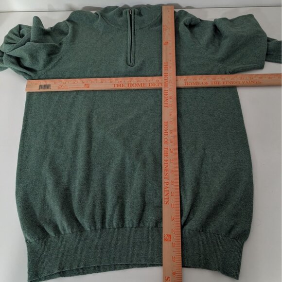 LL Bean 1/4 Zip Sweater Mens Size Large Tall Green Cotton Cashmere Pullover - Picture 6 of 8